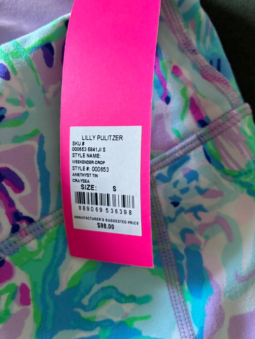 NWT Lilly Pulitzer Upf 50 Luxletic weekender crop stretch exercise pants S - Picture 6 of 11